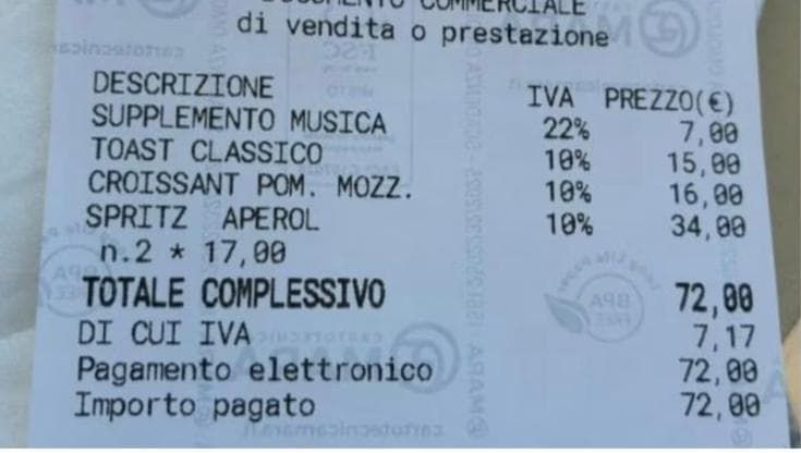 Venezia, nello scontrino spunta il supplemento musica