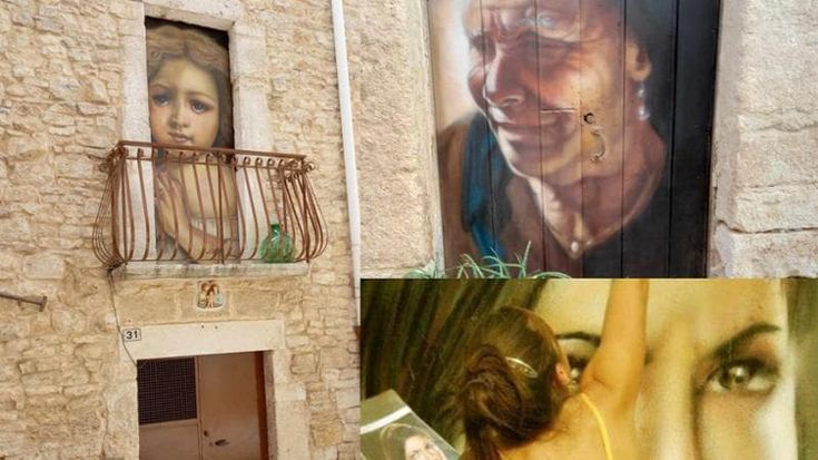 Volti disegnati su portoni e finestre in disuso, il progetto della street artist Maddalena Marzulli a Bitetto: "Con la bellezza combattiamo il degrado"
