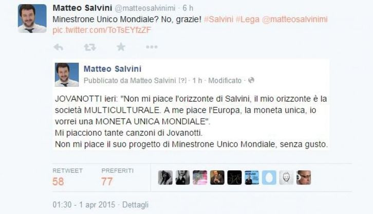 Jovanotti a Salvini: ''Rispetto orizzonti diversi''. Poi interviene Fedez