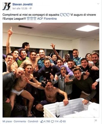 Jovetic: "Auguro ai viola di vincere l'Europa League"