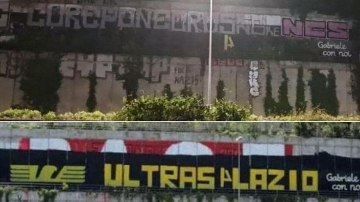 Il derby dei murales finisce sul Raccordo: “Ultras Lazio” cancellata dai romanisti poi ripristinata
