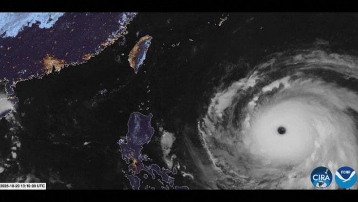 Il supertifone Champi si dirige verso Taiwan: la tempesta più potente del 2026 vista dal satellite