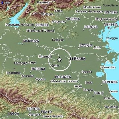 Terremoto in Emilia,<br />scossa di magnitudo 3.8