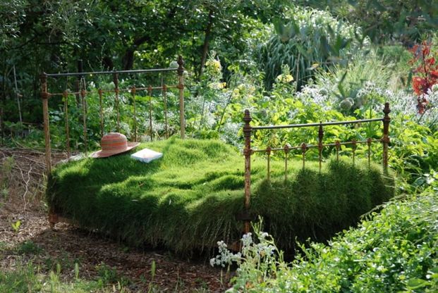 Un letto di fiori: gli oggetti quotidiani rivivono in giardino