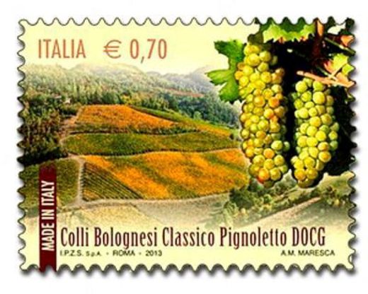 Ecco il francobollo dedicato <br />al Pignoletto doc dei colli bolognesi
