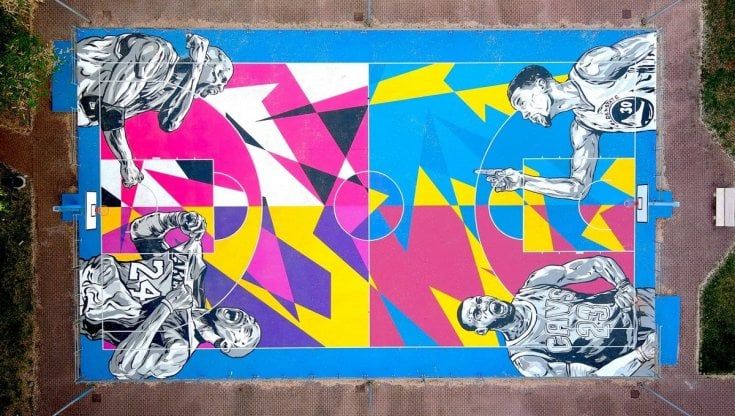 Il campo da basket? A Bedizzole è un'opera d'arte grazie ai tre amici di T081