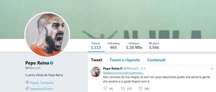 La risposta di Pepe Reina a Valeria: "Non potevi descrivere meglio Napoli"
