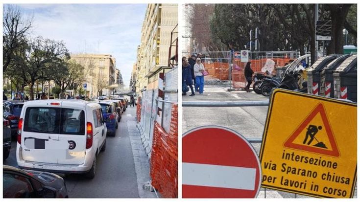 Bari, traffico caos tra piazza Umberto e stazione: “È il cantiere per le basole in via Sparano”