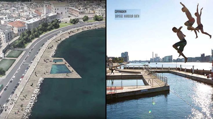Bari, il rendering della piscina sul lungomare