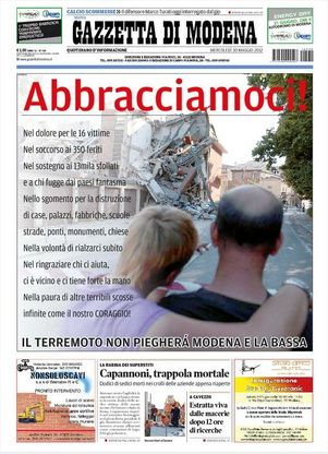 La prima pagina della Gazzetta di Modena&nbsp;