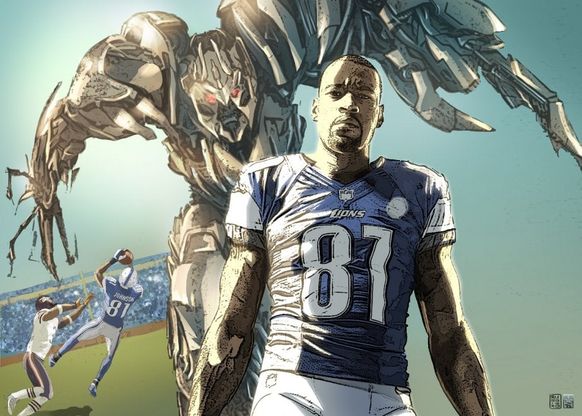 Nfl, la superstar Calvin "Megatron" Johnson in un disegno di Lorenzo Ruggiero