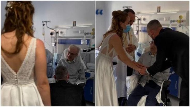 Sposi in ospedale dal papà malato di Sla: emozione in reparto a Napoli