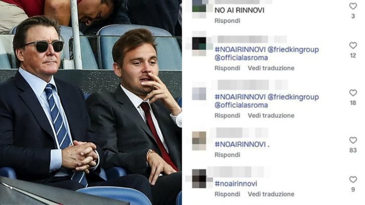 Roma, campagna social contro i big: “#Noairinnovi”. E i Friedkin bloccano i contratti