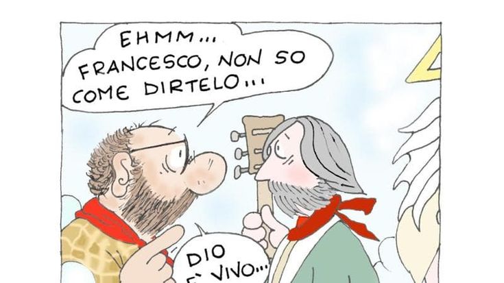 Guccini in paradiso: la vignetta di Ellekappa