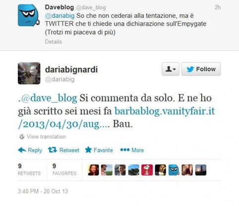 Daria Bignardi risponde a Monti su Twitter: ''Bau''