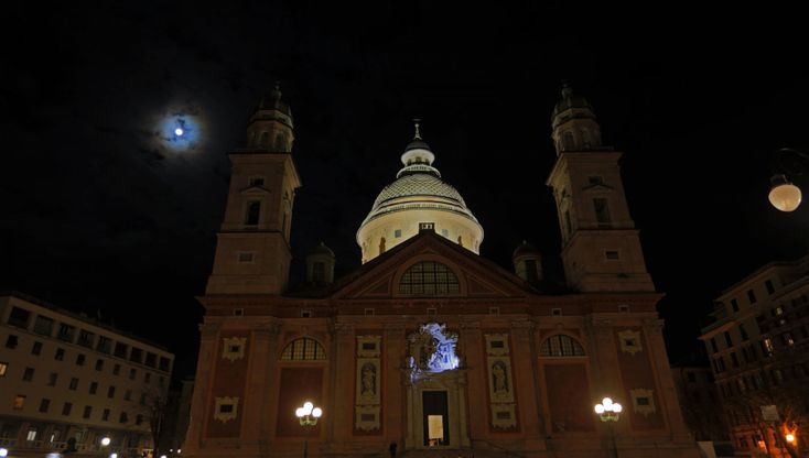 Genova, a Carignano ecco la nuova illuminazione scenografica della cupola della basilica
