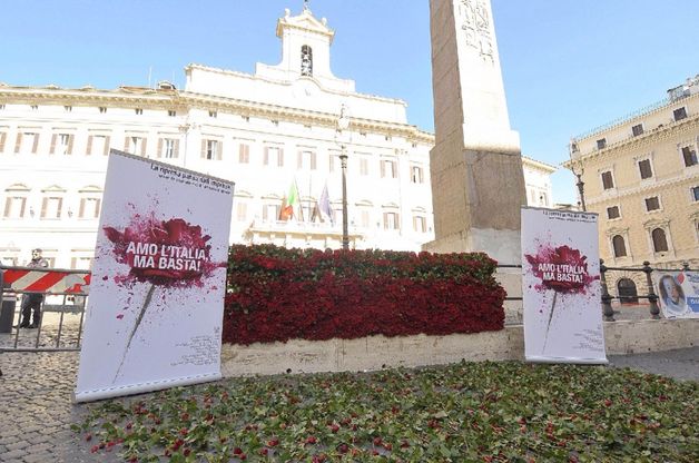 Le immagini della protesta degli industriali davanti a Montecitorio