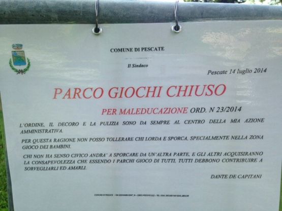 Lecco, sindaco chiude il parco "per maleducazione"