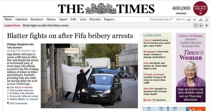 Fifa, scandalo corruzione: la notizia sui siti stranieri