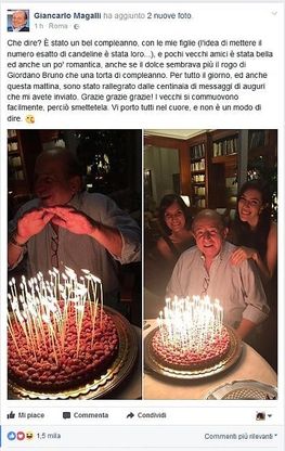 Roma, i 70 anni di Magalli: le foto del compleanno su Facebook