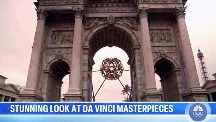 Il braciere modello Leonardo da Vinci e il Castello sforzesco: Milano vista dalla tv americana