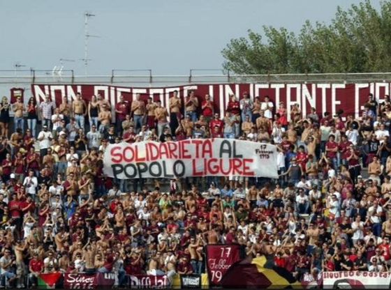 Alluvione, lo striscione del 'suo' Livorno commuove Spinelli