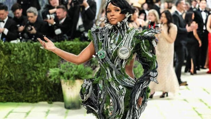 Met Gala 2026, Janelle Monáe tra farfalle e cavi: "Restiamo umani, la Natura ci parla"