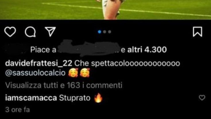 "Stuprato": uscita social fuori luogo di Scamacca nella giornata contro la violenza sulle donne