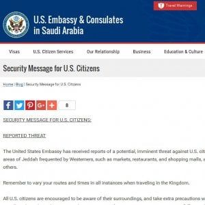 Arabia Saudita, l'allerta Usa: "Minaccia imminente contro i luoghi frequentati dagli occidentali a Gedda"
