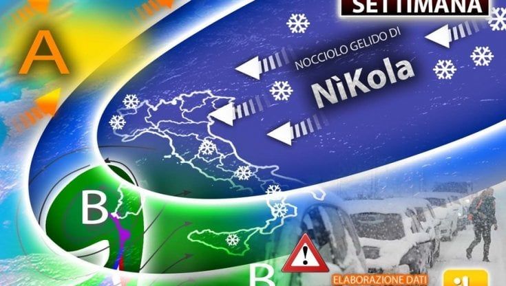 Previsioni meteo, sull'Italia irrompe il gelo di NiKola: freddo, pioggia neve in arrivo da stasera