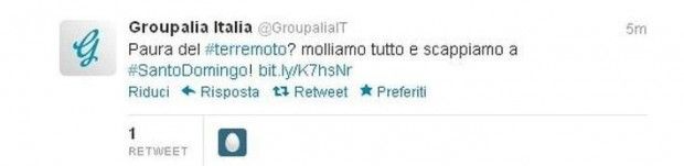 La gaffe di Groupalia su Twitter