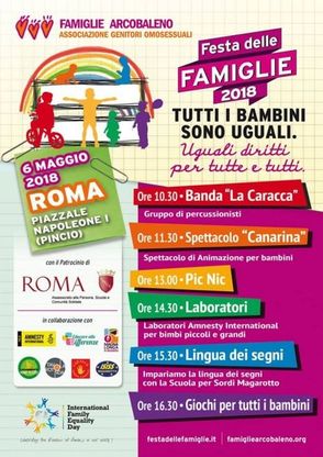 Roma, a Villa Borghese il 6 maggio  la festa delle famiglie Arcobaleno