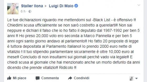 Vitalizi, Ilona Staller contro Di Maio: "Sei ridicolo"
