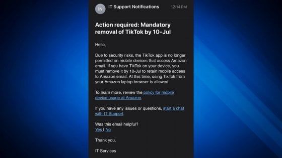 Dietrofront di Amazon: "Inviata per sbaglio l'email che vieta TikTok ai dipendenti"