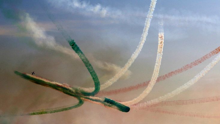 L'esibizione delle Frecce Tricolori a Genova