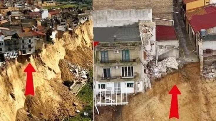 Nuova frana a Niscemi, crolla palazzina in bilico. La pioggia non si ferma