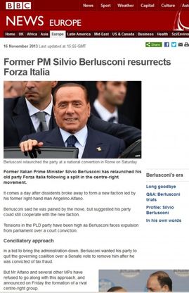 Scissione Pdl, la notizia sui siti stranieri