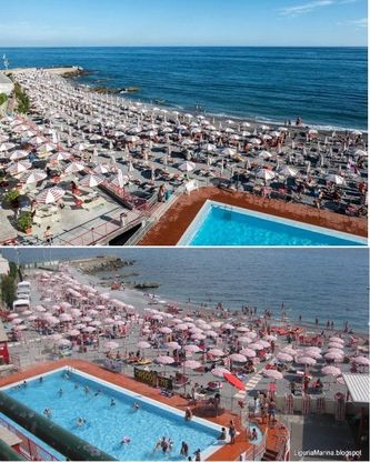 Spiagge, distanziamento e ombrelloni: le foto confronto