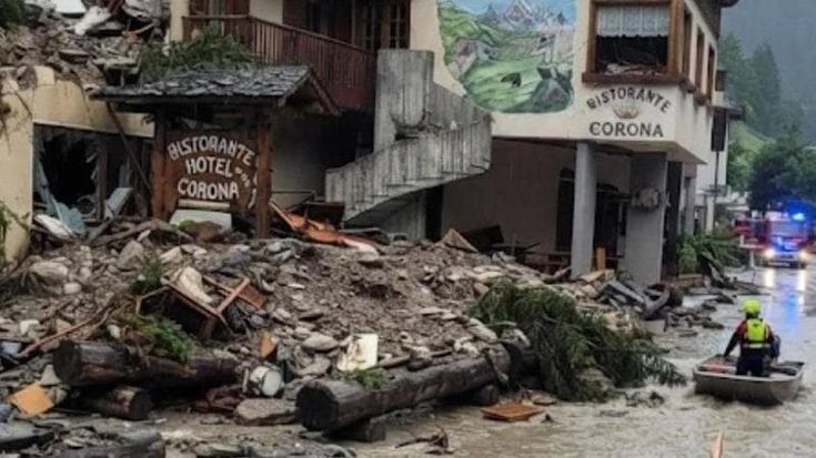 Hotel in Val Brembana sommerso dalla frana, ma la foto è fatta con l'IA: “Scherzo di pessimo gusto”