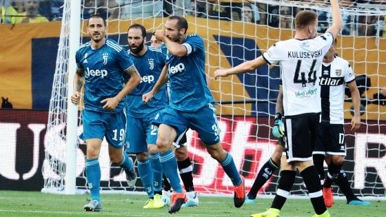 Parma-Juventus 0-1: decide Chiellini, i bianconeri partono bene
