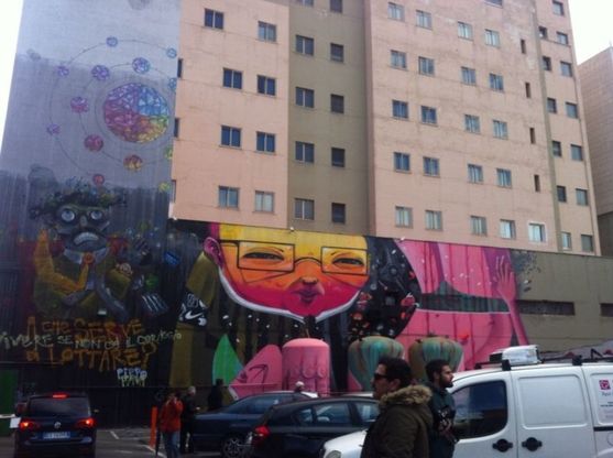 La Street art palermitana<br />nel parcheggio di un hotel