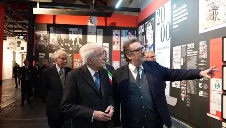 La visita di Mattarella alla mostra per i 50 anni di Repubblica
