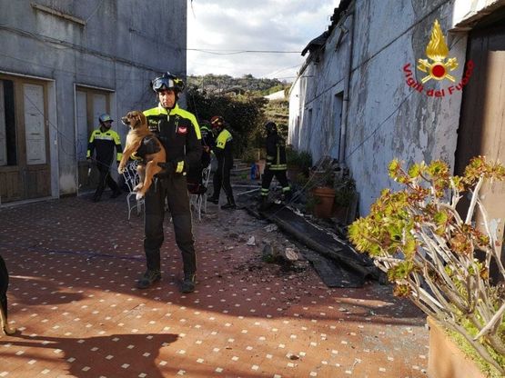 Terremoto Catania, salvati dai vigili del fuoco tre cagnolini intrappolati 