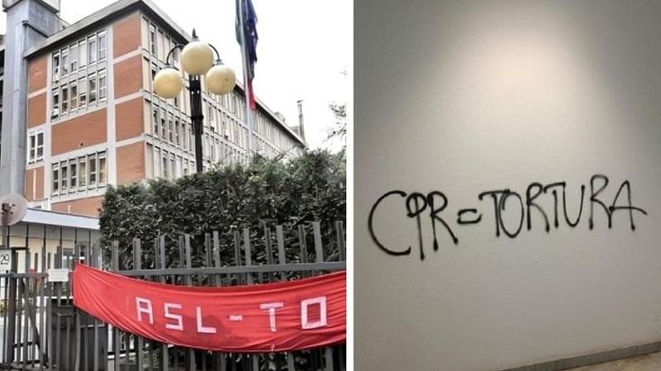Migranti, blitz degli anarchici all’Asl di via San Secondo: “Il Cpr è tortura, voi siete complici”
