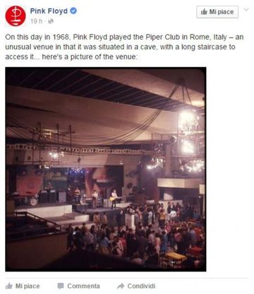 Roma, i Pink Floyd su Facebook ricordano l'anniversario del loro concerto al Piper