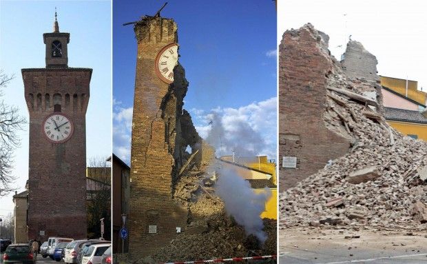 Terremoto Emilia: monumenti prima e dopo il crollo