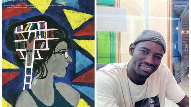 Salaborsa, la biblioteca compie 23 anni. ll poster è di Boune Moussa, fuggito dal Mali