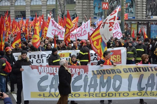 Milano, in piazza contro volontariato a Expo e Jobs act