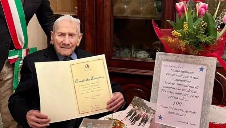 Bari, Benedetto Armenise compie 100 anni: "Partigiano da una vita e sono fiero di esserlo"