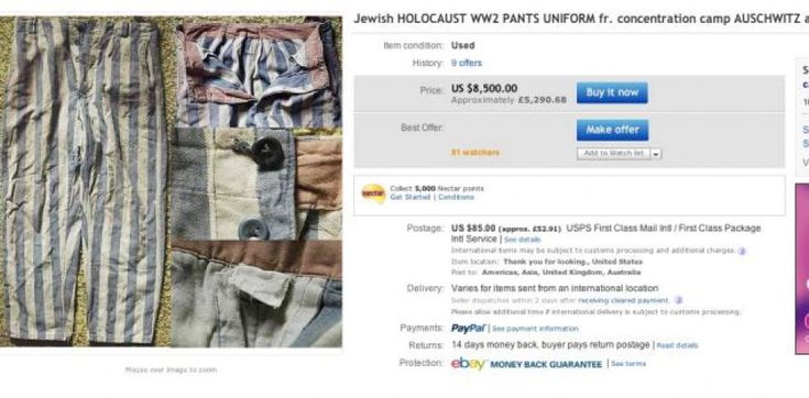 Vendita shock su eBay: stracci e oggetti dell'Olocausto